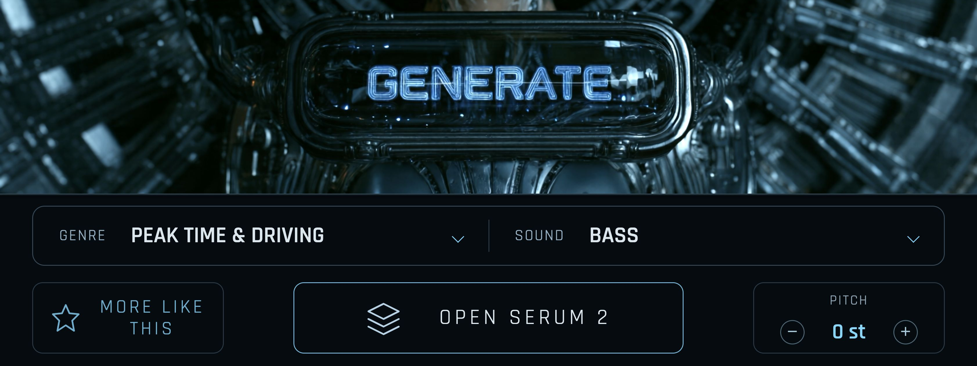 THE TECHNO Generate control and actual genre and sound selectors